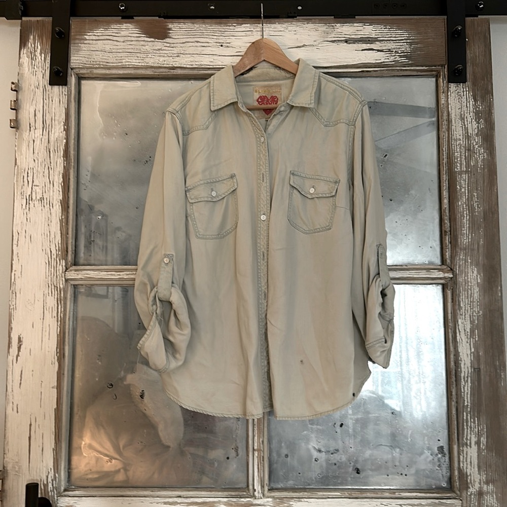 Slink jeans button down chambray denim style shirt sz 1